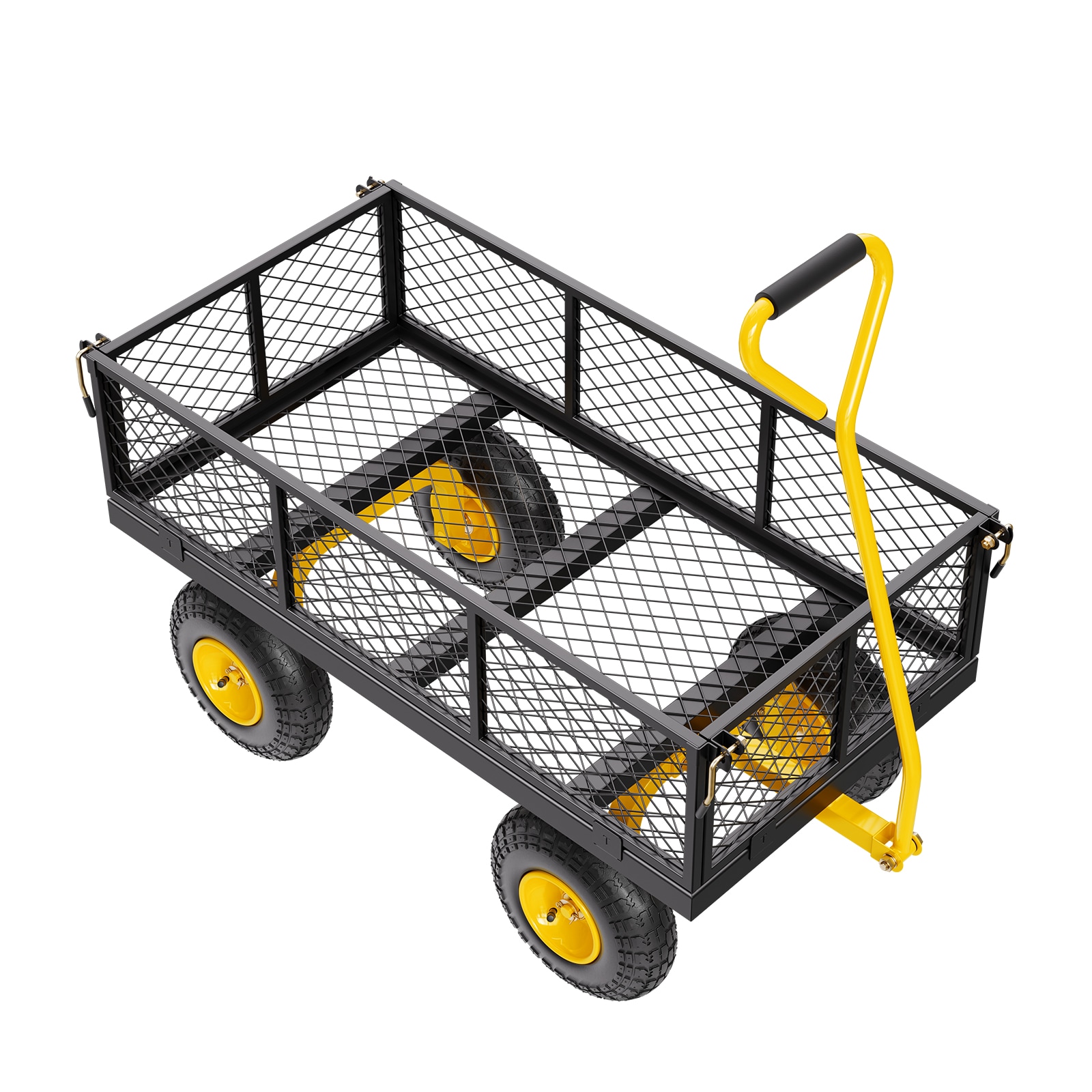 Heavy Duty Steel Garden Cart With Removable Mesh Sides And Handle_voghion.com